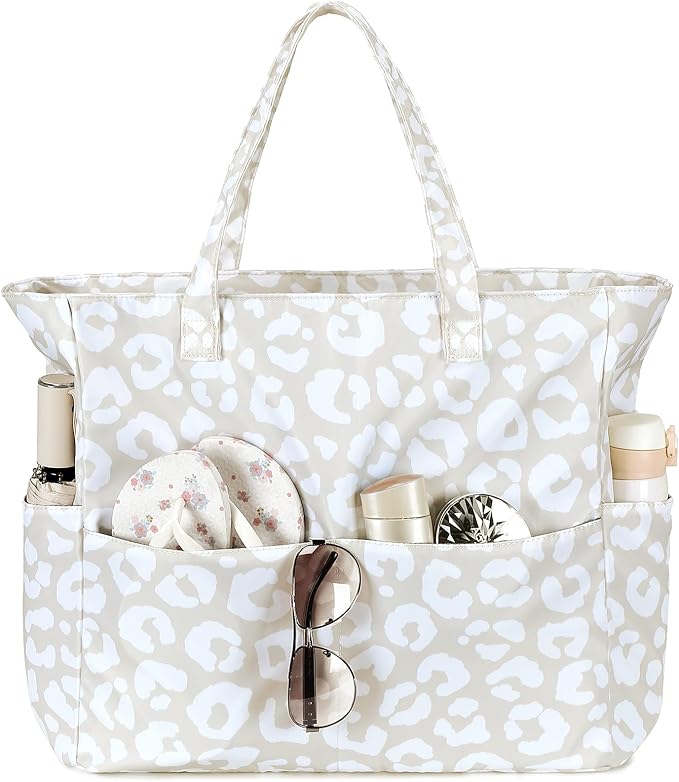 LEDAOU Large Beach Bag Women Waterproof Sandproof Zipper Beach Tote Pool Bag for Swim Gym Grocery Travel with Wet Pocket | Waterproof, Sandproof, Zipper, Pool, Gym, Grocery