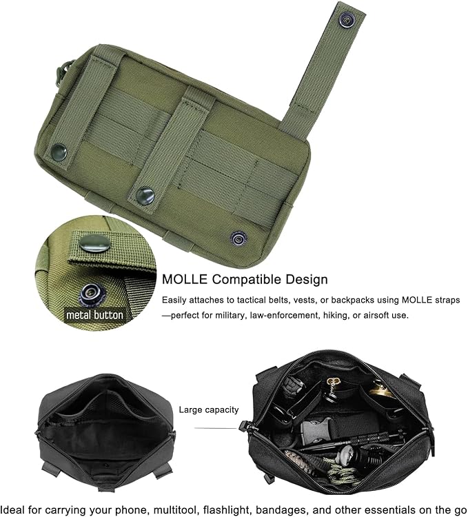 Tactical MOLLE EDC Tool Pouch – First Aid Kit Bag & Phone Holder, Compact EMT Utility Waist Pack for Outdoor Sports, Hunting, Survival, and Emergency Gear Accessories