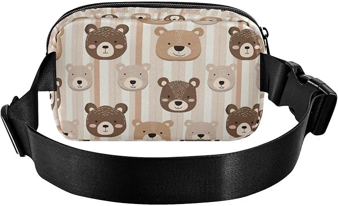 Kawaii Bear Stripe Fanny Pack for Women Men Water Resistant Fashion Waist Packs with Adjustable Strap Belt Bag for Travel Workout Jogging Hiking 21219063