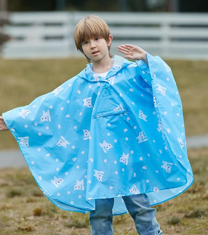 SaphiRose Lightweight Kids Rain Poncho Jacket Waterproof Outwear Rain Coat