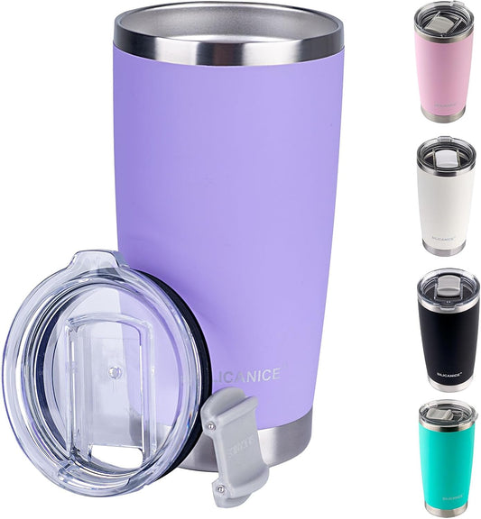 Purple Soft Touch Cup With Lid,20 Oz Insulated Double Wall Tumbler | Metal Drinking Camping Cup | Beer Gifts For Men,Spill Proof Perfect for Cappuccino & Protein Powder,Sip Coffee Mug