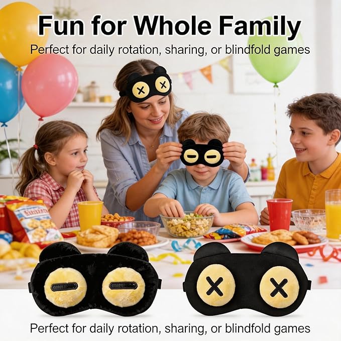 2 PCS Cute Eye Mask for Sleeping, Soft Light Weight Eye Cover with Adjustable Strap,Funny Sleep Mask for Kids Women Men Travel Nap Blindfold Game (X Eyes and Closed Eyes