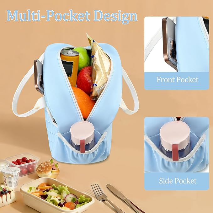 CAMTOP Lunch Box for Women Men Insulated Lunch Bag Lunch Tote Bag Leakproof Thermal Cooler Large Capacity for Travel Work School Picnic (Blue)
