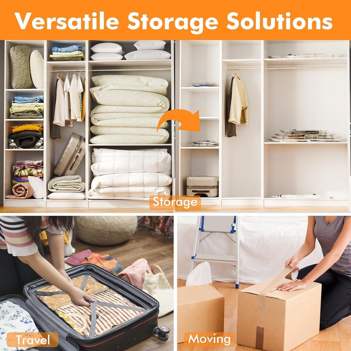 10 Medimu Vacuum Storage Bags with Electric Pump, Plastic Packaging Bags,Space Saver Sealer Compression Bags for Blankets, Comforters, Pillows, Clothes Storage