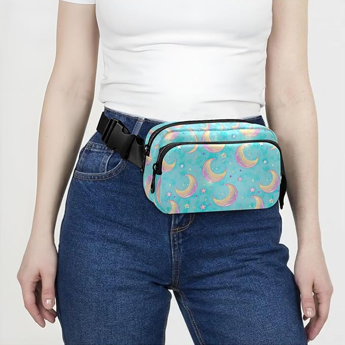 Gradient Moons Star Fanny Pack for Women Men Water Resistant Fashion Waist Packs with Adjustable Strap Belt Bag for Travel Workout Jogging Hiking 21219045