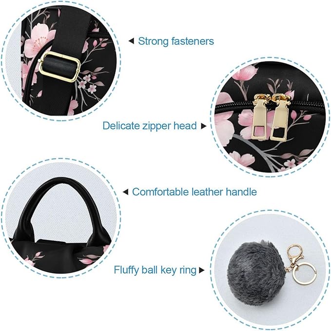 ALAZA Pink Cherry Blossom Flowers Backpack Purse for Women Anti Theft Fashion Back Pack Shoulder Bag