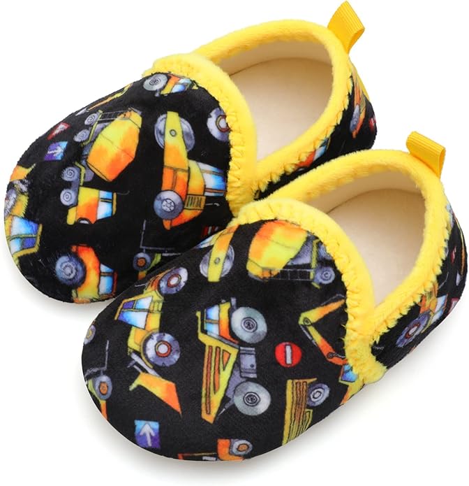 XIHALOOK Toddler Boys Girls House Slippers with Microfleece Lining Cozy Household Shoes Non-slip for Kids