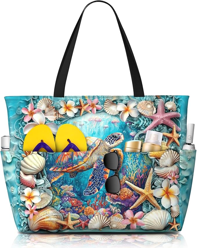 Extra Large Beach Bags For Women, Waterproof Beach Totes Bags For Women, Lightweight Foldable Pool Bag With Zipper