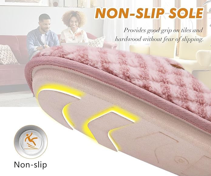 COFACE Mens Cozy Memory Foam Scuff Slippers Casual Slip On Warm House Shoes Indoor/Outdoor Sandal Slippers With Arch Support Rubber Sole Size 7-15