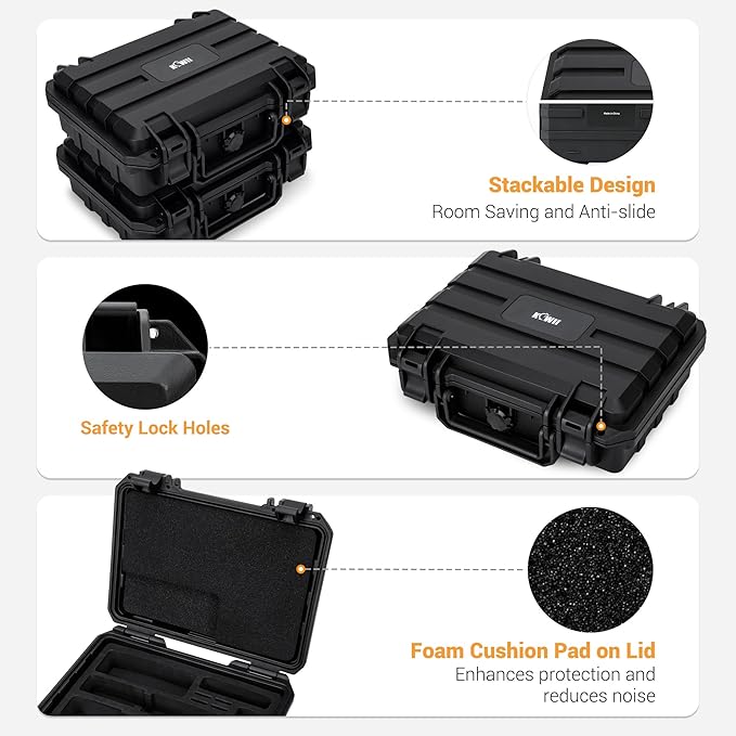 KIWIFOTOS Waterproof Hard Case for DJI Osmo Pocket 3 Creator/Power Expansion Combo Waterproof DJI Mic 2 Pocket 3 Accessories Travel Vlogging Camera Protective Case Outdoor