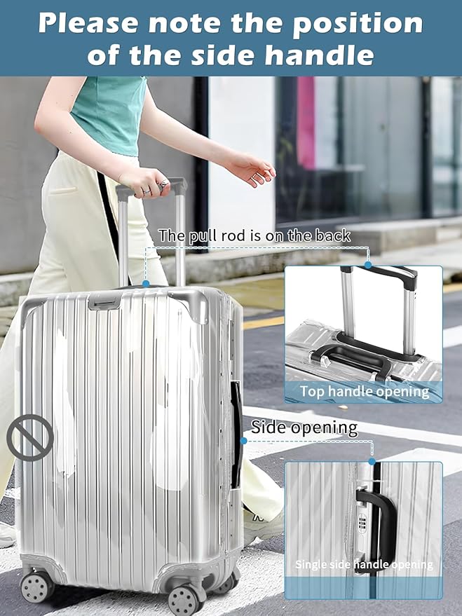 Yotako Upgraded Zippered Clear PVC Suitcase Cover, 28 Inch Luggage Covers for Suitcase Luggage Protector Cover 28''