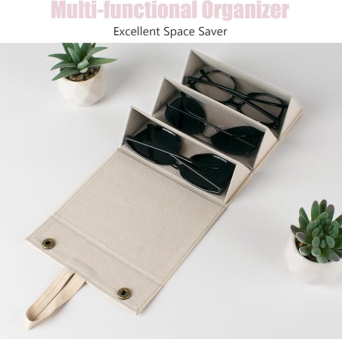 Sunglasses Travel Case,Foldable Eyeglasses Case, Portable Multiple Glasses Case for Women Men Girls