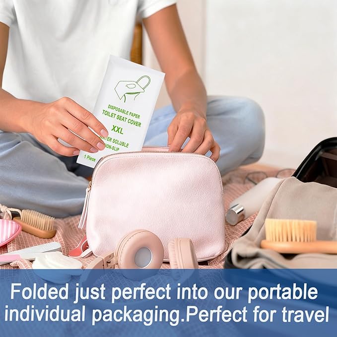 80 Pack Individually Wrapped XXL Toilet Seat Covers Disposable Flushable for Travel, Large Waterproof Potty Covers for Kids and Adults,Toddler Potty Training for Public Restroom Airplane Trip Hospital