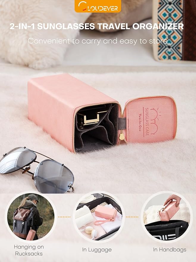 Sunglasses Travel Case Organizer Hangable for Men Women, Eyeglasses Foldable Storage Organizer