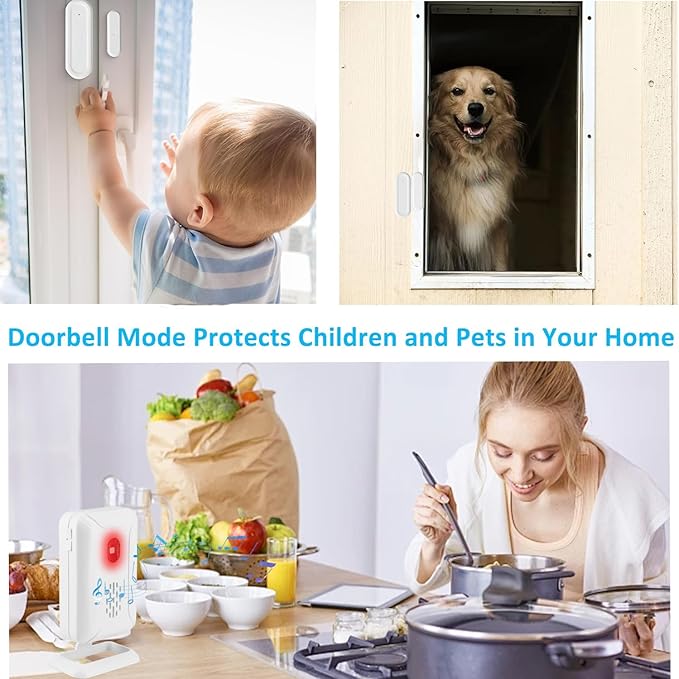 Door Alarms when Opened, GREENCYCLE Door Chimes when Door Opens with 4-Level Adjustable Volume, 600Ft Range, 36Chimes and Mute Mode LED Flashing, for Business/Home/Office/Store