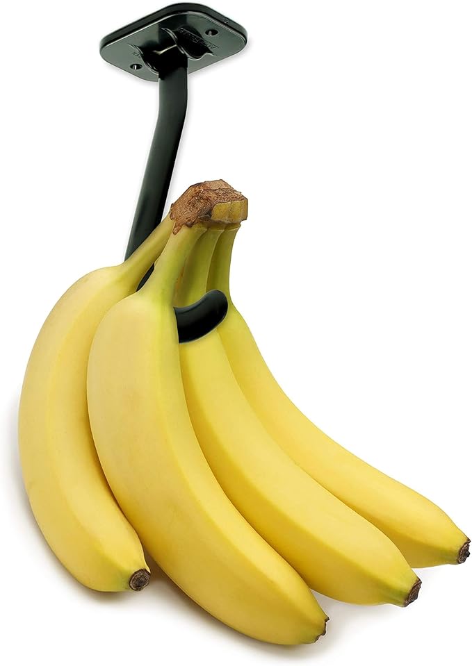 Banana Hook Hanger (2 Pack) for Hanging Bananas Under a Cabinet to Ripen and Store (Black)