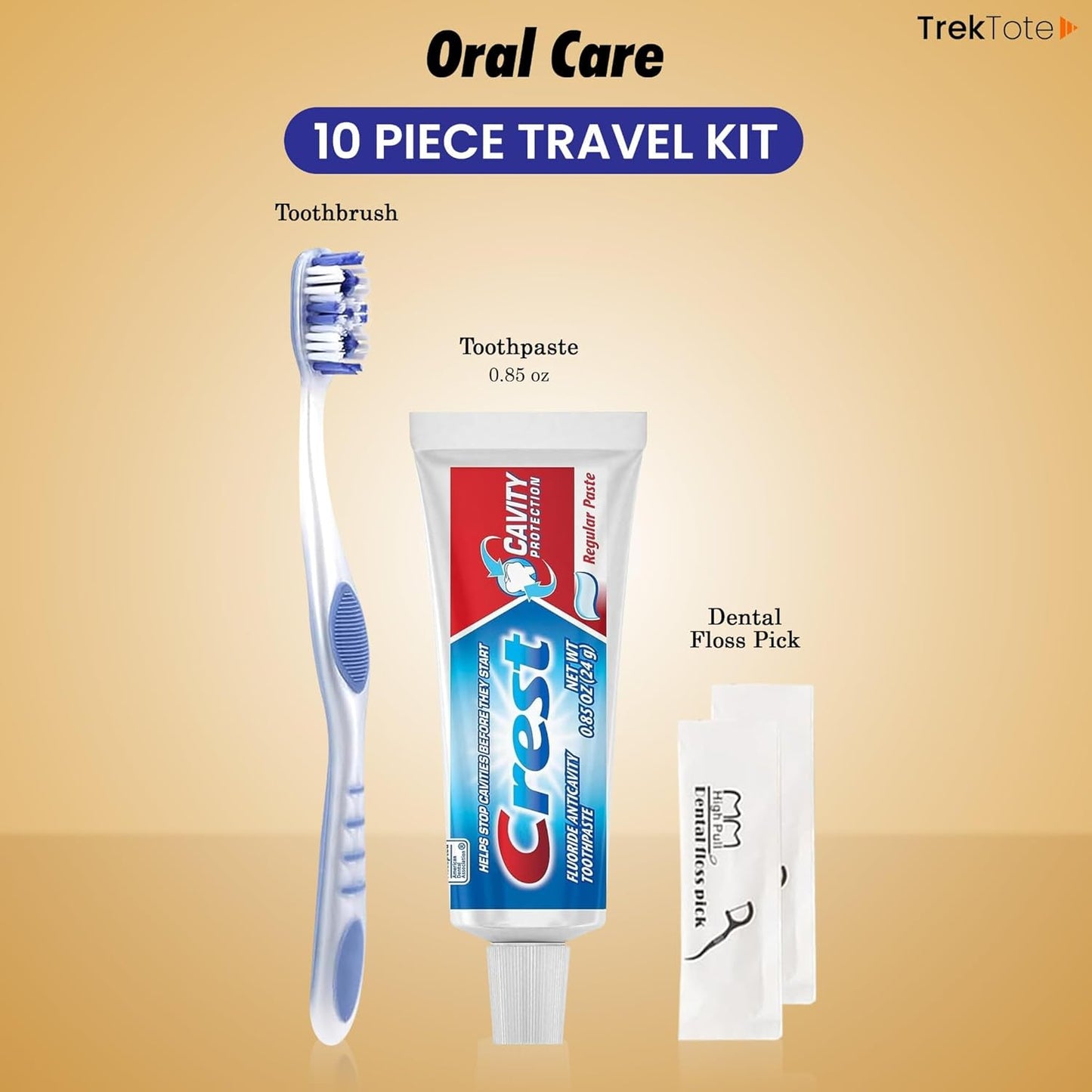 Trektote Travel Toiletry Kit For Men And Women – 10 Piece Set of Travel Size Toiletries, TSA Compliant, Includes Body Wash, Deodorant, Shaving Cream And Razor, Oral Care, Reusable Toiletry Bag & More