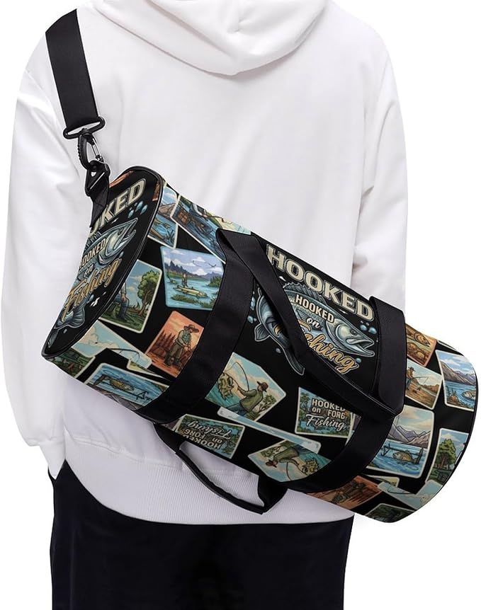 Beach Swim Bags Bass Fishing Men Women Duffle Bag Foldable Gym Bag Lightweight Travel Sports Bags for Men and Women