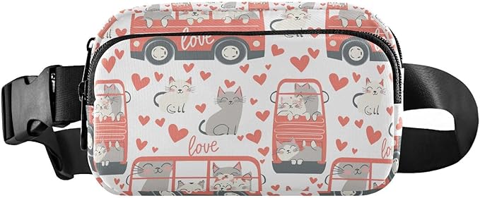 Kawaii Cat Bus Fanny Pack for Women Men Water Resistant Fashion Waist Packs with Adjustable Strap Belt Bag for Travel Workout Jogging Hiking 21220291