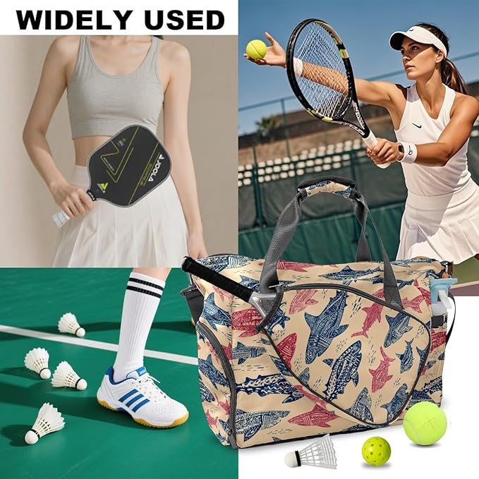 Chilly Shark Pink Gym Bag for Women & Tennis Bag, Large Sports Duffel Bag Waterproof with Ventilated Shoe Compartment & Front Racket Sleeve, Lightweight Travel Weekender Overnight Bag