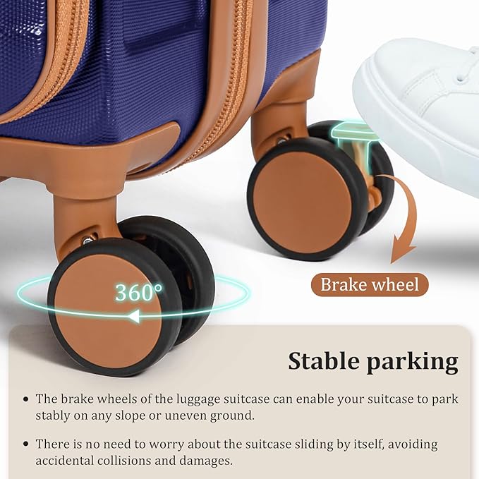 imiomo Carry on Luggage Airline Approved with Front Pocket and USB Port, Hard Shell 20 Inch Travel Carry-on Suitcase with Spinner Wheels and TSA Lock, Navy