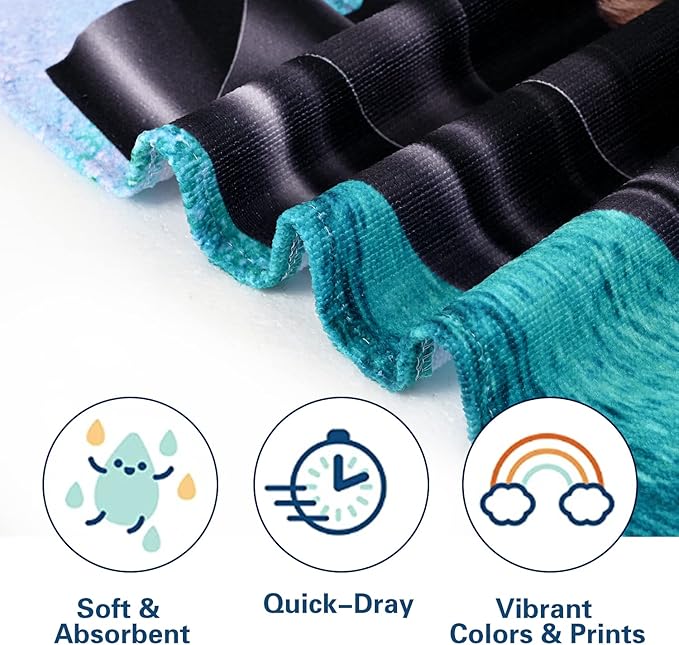 LIVILAN Funny Shark Bear Beach Towel, 30" x 60" Oversized Microfiber, Soft, Quick Dry, Sand Free, Ideal for Bath, Pool, Travel, Unique Shark & Bear Gifts for Men, Boys, Teens