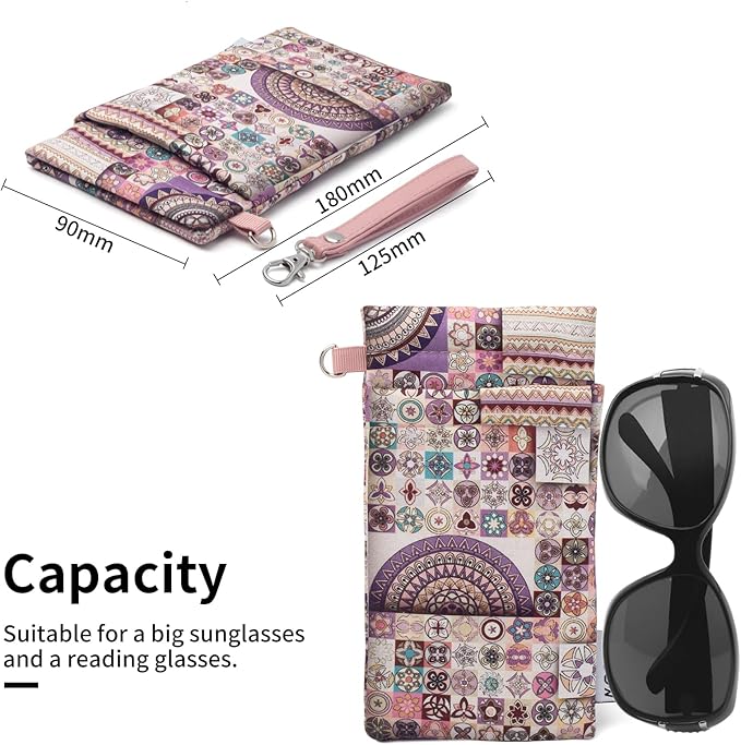 Face Shadow Double Glasses Case Soft Eyeglass Case For Women Men Squeeze Top Sunglasses Case With Cleaning Cloth