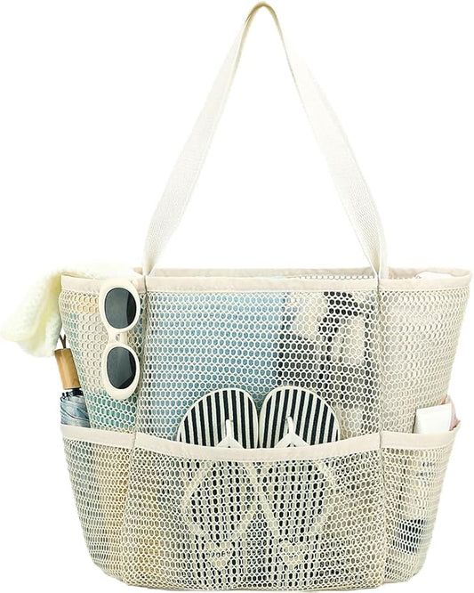 Beach Bag for Women with Outer Pocket, Waterproof Large Tote Bag for Cruise Essentials