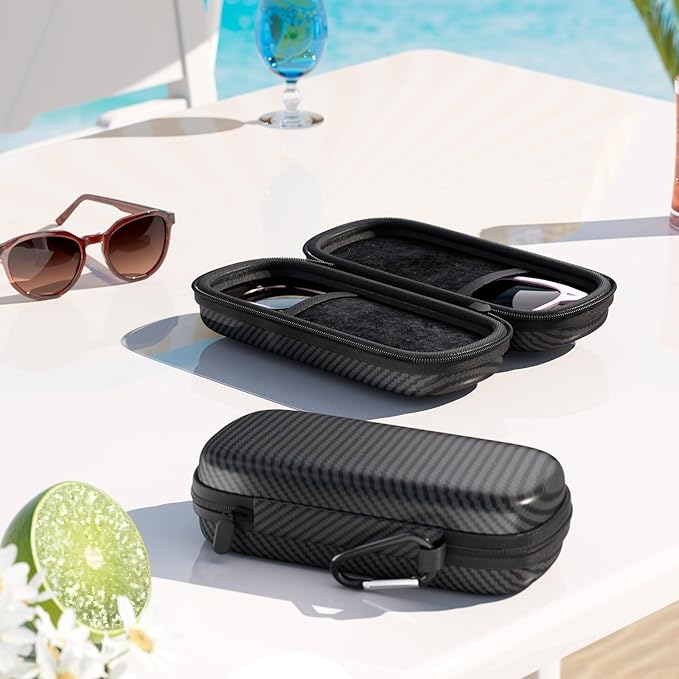 Travel Sunglasses Organizer, Hard Shell Sunglass Case Adjustable Slots for Multiple Sunglass Eyeglass Case