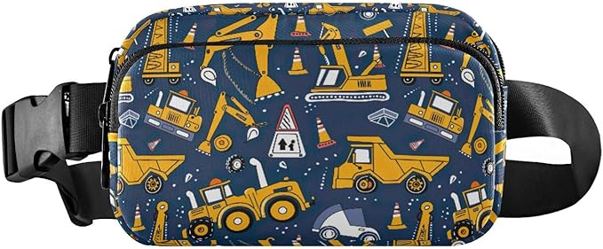 Funny Trucks Excavator Fanny Pack for Women Men Water Resistant Fashion Waist Packs with Adjustable Strap Belt Bag for Travel Workout Jogging Hiking 21219377