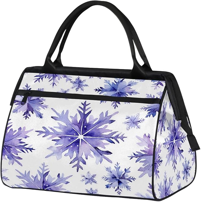 Snowflake Overnight Weekender Bags for Women Men, Waterproof Travel Carry On Duffel Bag, Lightweight Sports Gym Bag for Fitness, Workout, Travel