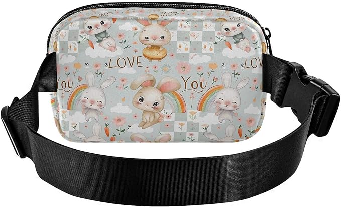 Cute Bunnies Rabbit Fanny Pack for Women Men Water Resistant Fashion Waist Packs with Adjustable Strap Belt Bag for Travel Workout Jogging Hiking 21220154