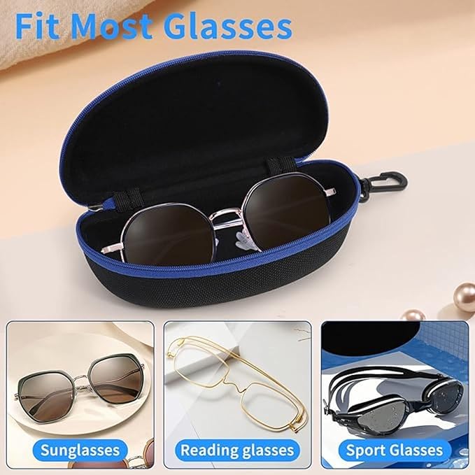 ZONLY 6 Pack Sunglasses Case Portable Travel Zipper Eyeglasses Case With Hook