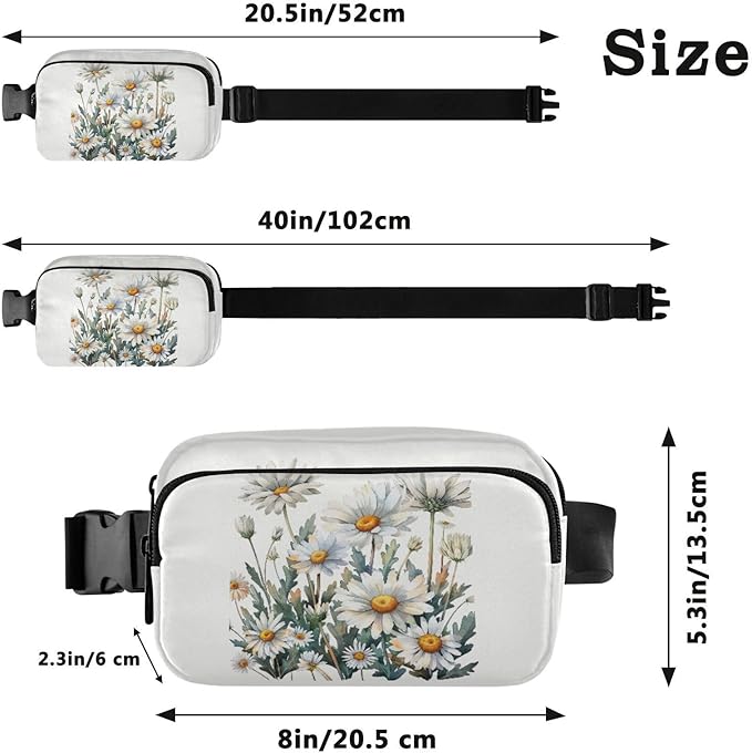 Daisy Fanny Pack for Women Men Water Resistant Fashion Waist Packs with Adjustable Strap Belt Bag for Travel Workout Jogging Hiking 21218850