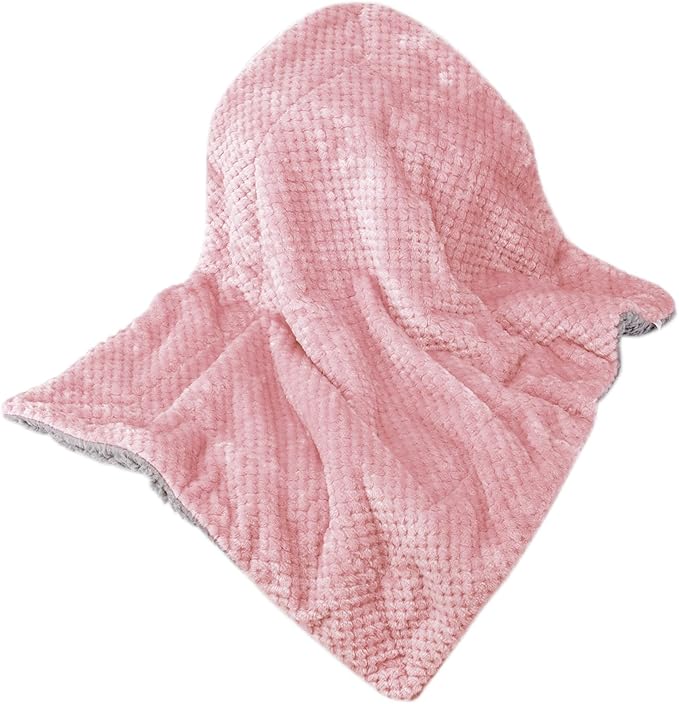 Fuzzy Sherpa Reversible Blanket for Baby, Soft Warm Cozy Coral Fleece Toddler, Infant or Newborn Reversible Blanket for Crib, Stroller, Travel, 30”×40”, Baby Pink