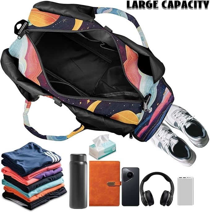 Workout Bag for Men Waterproof Gym Duffle Bag with Wet Pocket, Shoes Compartment Small Duffle Bag Lightweight Breathable Overnight Bag