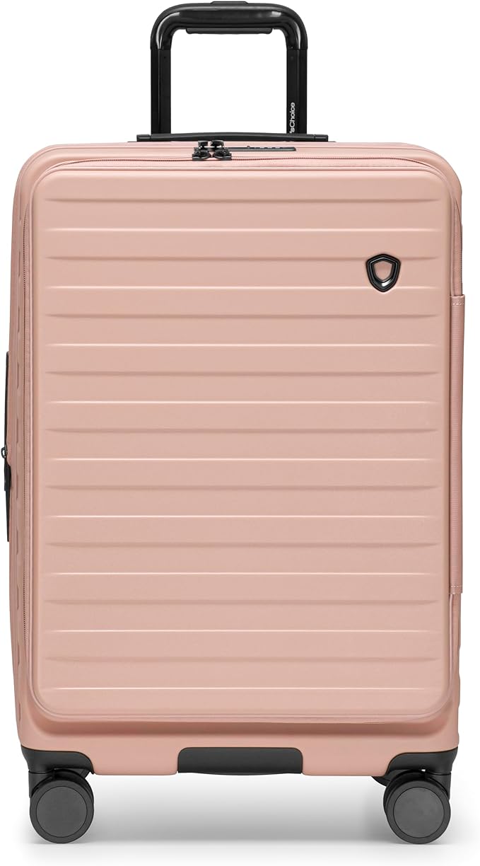 Traveler's Choice Novia Top Opening Expandable Polycarbonate Luggage with Spinner Wheels, Pink, 25-Inch Medium