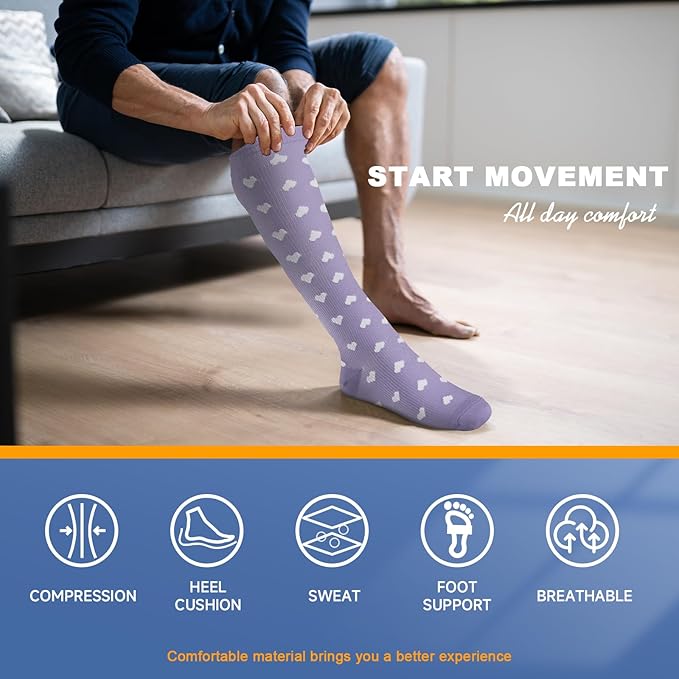 bropite Flora Compression Socks for Women & Men-Knee high 6 Pairs 20-30mmhg Support Running Nurse Travel