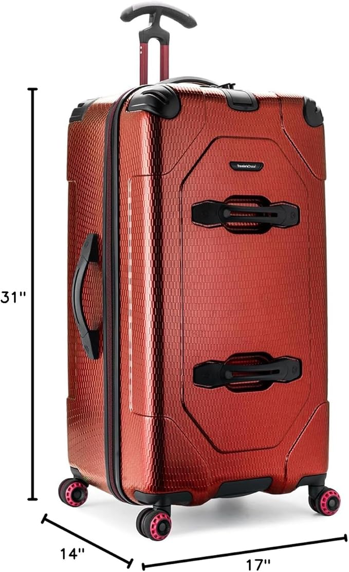 Traveler's Choice Maxporter II Polycarbonate Hardside Trunk with Spinner Wheels, Red, 31-Inch Trunk