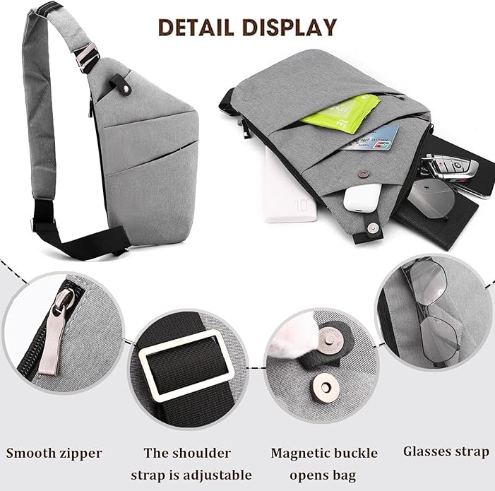 Crossbody Travel Bags for Women, Anti Theft Proof Safe Slim Sling Travel Purses, Personal Flex Shoulder Bag for Men Women