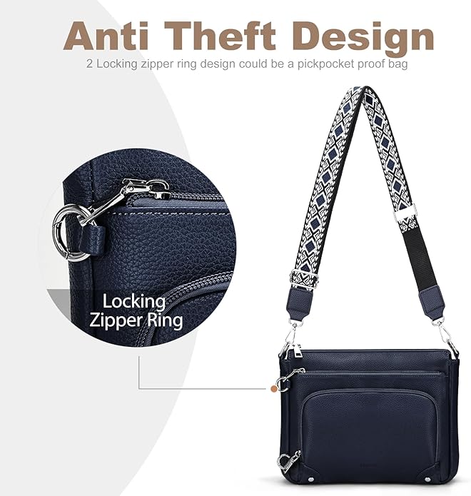 Anti-Theft Crossbody Purse for Women, Crossbody Shoulder Bag with Built-in Wallet & RFID Blocking for Travel Workout