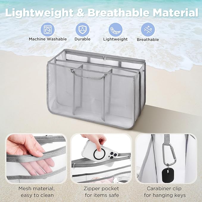 OUTXE Beach Bag Organizer Compatible with X Large Bogg Bag Accessories Inserts, Lightweight Mesh Insert Divider Pouch for Original XL Bogg Bags, Beach Tote Bags Insert for Organizing