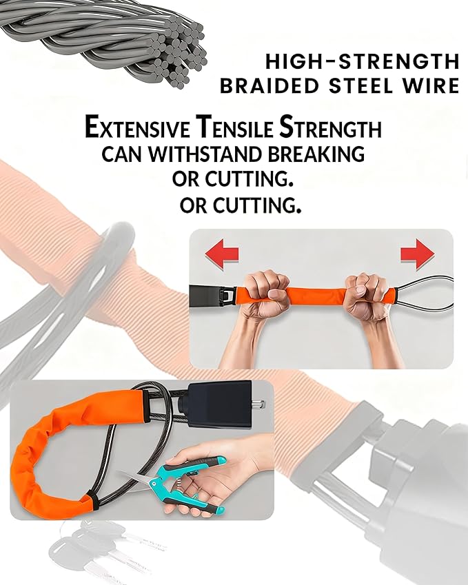 Car Steering Wheel Lock,Theft Prevention Device Seat Belt Lock Quick Install,3 Keys Included (Orange)