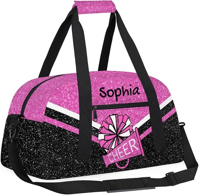 Personalized Pink Cheer Bag for Cheerleaders, Custom Sport Gym Bag Dance Bag Travel Duffle Bag Cheerleading Gifts for Women