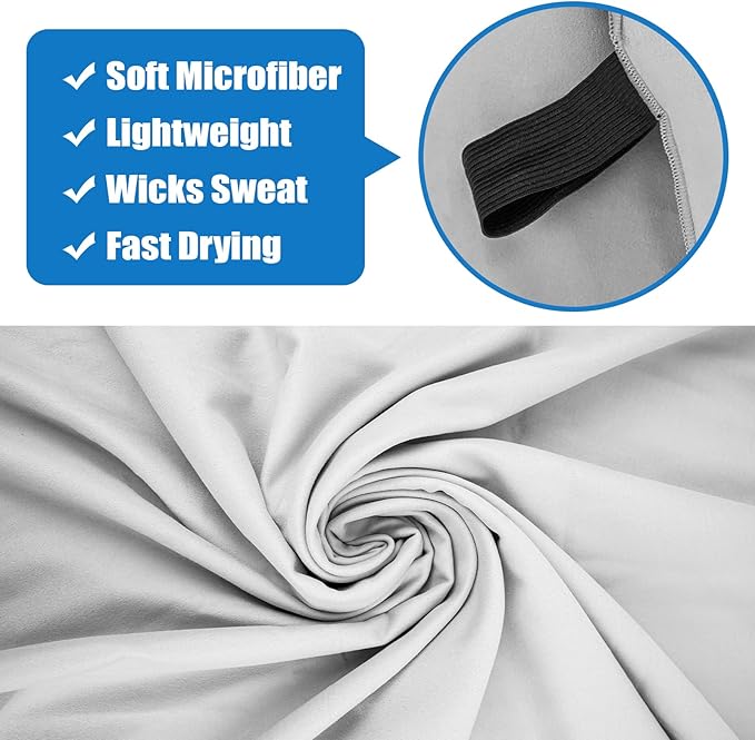 Camping Towel XL Size Microfiber Quick Dry for Men Women Hiking Beach Swimming Pool Travel Body Hot Yoga Mat Towels(Light Grey, 1 Pack XL)