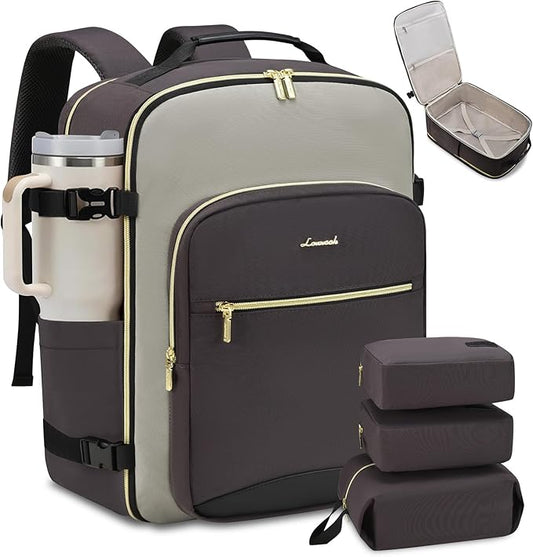 LOVEVOOK 40L Travel Backpack for Women & Men, Airline Approved Carry On Luggage with 3 Packing Cubes, TSA Overnight Bags, Waterproof Personal Item Bag, Weekender Essentials Backpacks fits 17" Laptop