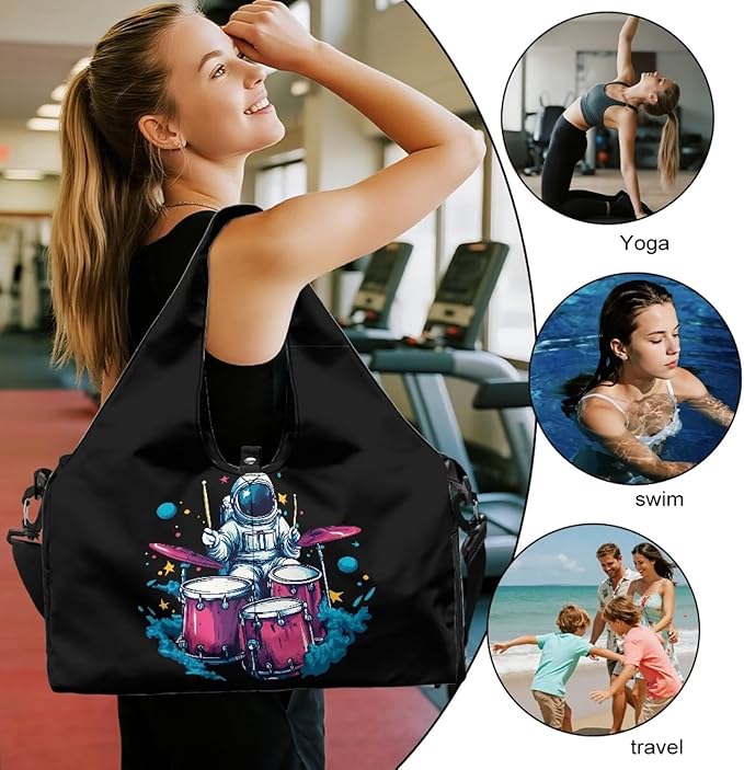 Mens Gym Bags with Yoga Mat Holder Strap, Gym Duffle Bag with Shoes Compartment, Wet Pocket, Gym Backpack Carring Workout Stuff Accessories