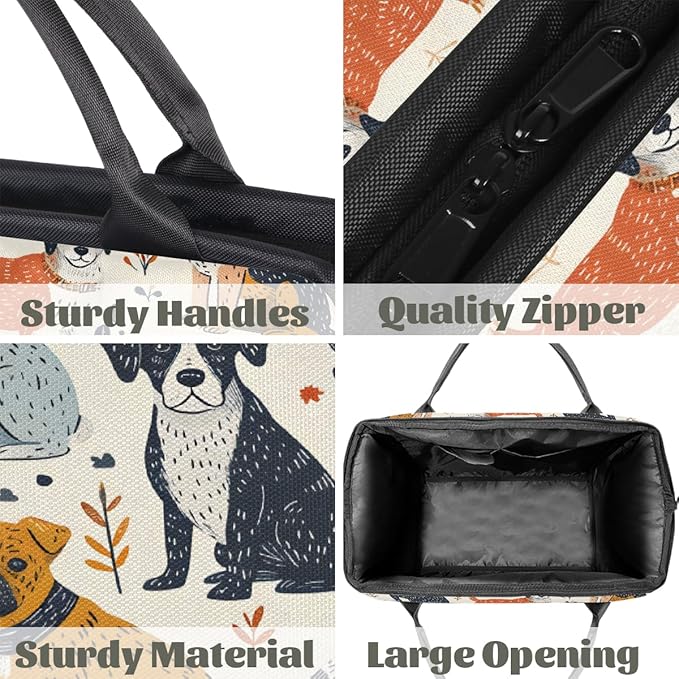 Multipurpose Duffle Bag, Waterproof Carry On Bag with Spacious Design, Cute Dogs Pattern Gym Bags, 15.2x8.3x11.6in