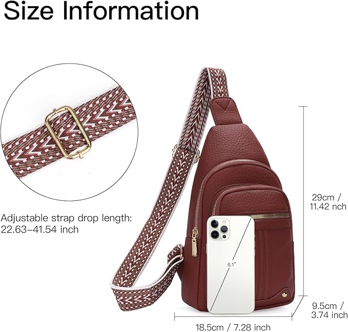 GAEKEAO Sling Bag for Women Crossbody Bags Fanny Pack Vegan Leather Chest Bag Travel Shoulder Belt Purse Backpack Gifts
