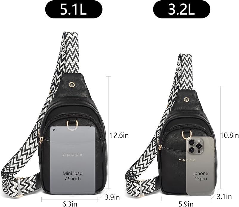 Crossbody Bags for Women Sling Bag Anti Theft PU Leather Travel Chest Purse Small Adjustable Strap Fits Large Phone